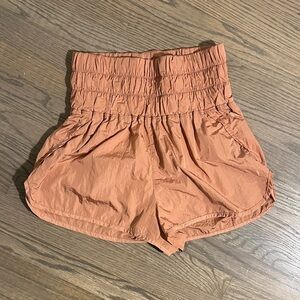 Free People Movement Orange High-Waisted Shorts